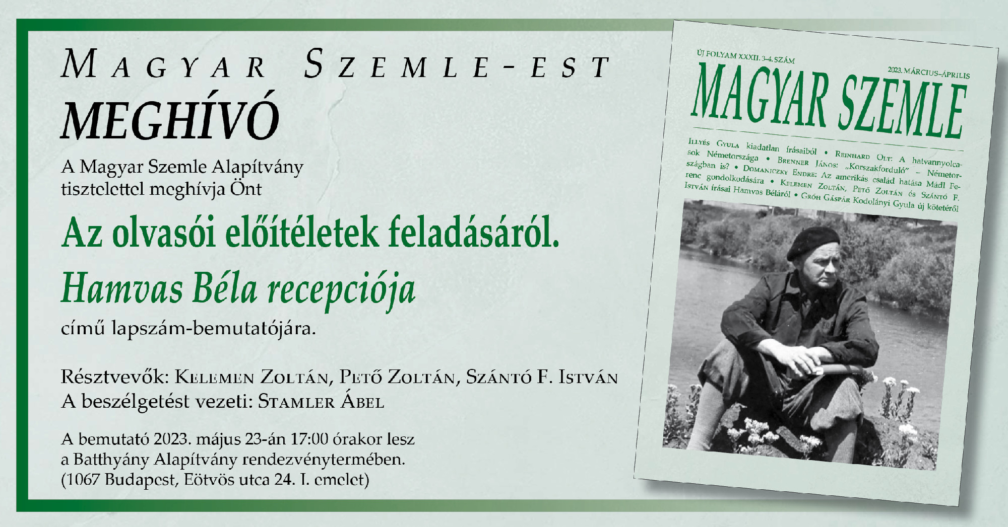 Meghívó Magyar Szemle lapszámbemutatóra